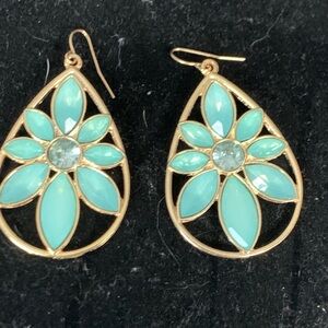 Elegant Gold and Blue Teardrop Earrings